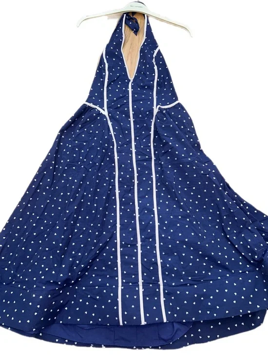 NWOT Anthropologie Maeve Navy Halter Midi Dress with hearts size large - Picture 4 of 9